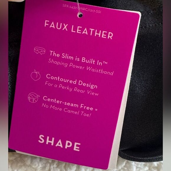 Spanx faux leather Moto leggings Womens size Small Very Black Slim Fit Sculpt - Picture 8 of 12